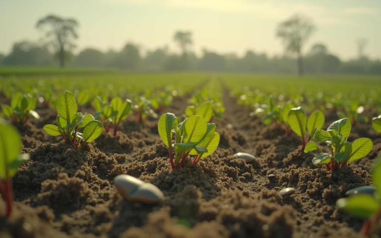 Champ agricole montrant des signes de dégradation de la biodiversité due au Roundup.