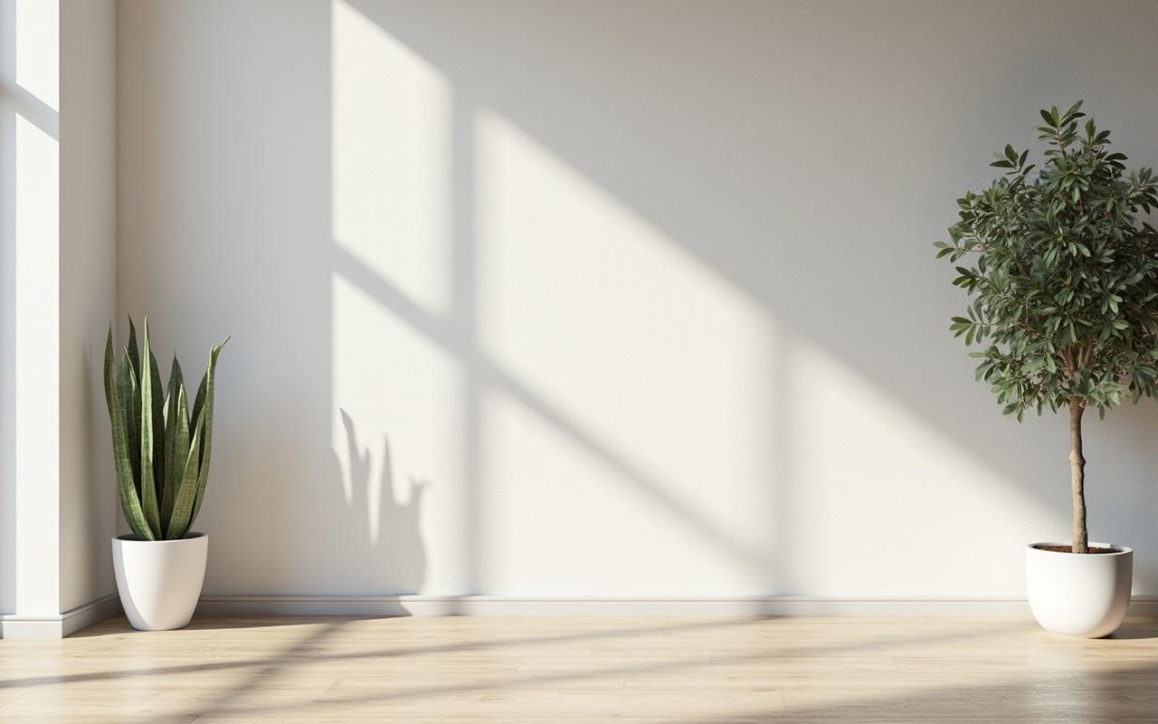 Intérieur moderne avec papier peint sur fibre de verre, finition esthétique et lisse.