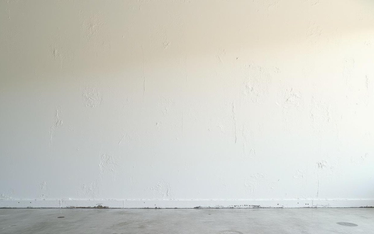 Mur fraîchement peint avec des traces visibles après trois couches de peinture.