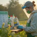 Préparation d'une solution d'herbicide Garlon Star par un professionnel en agriculture.