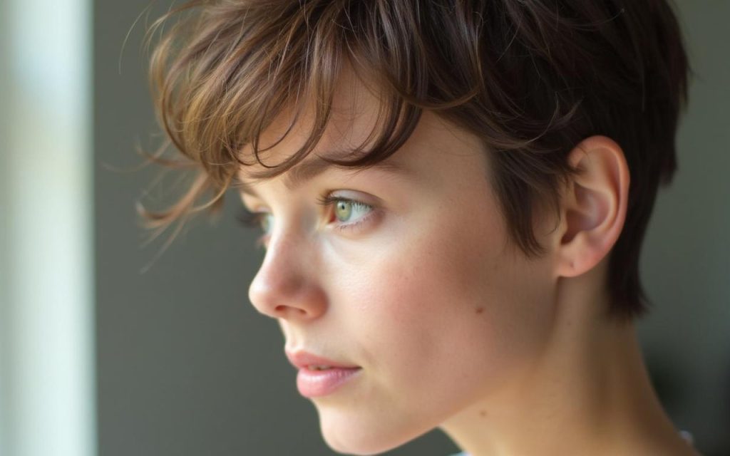 Illustration réaliste sur 5 idées de coupe courte pour cheveux ondulés et bouclés : styles tendance 2024