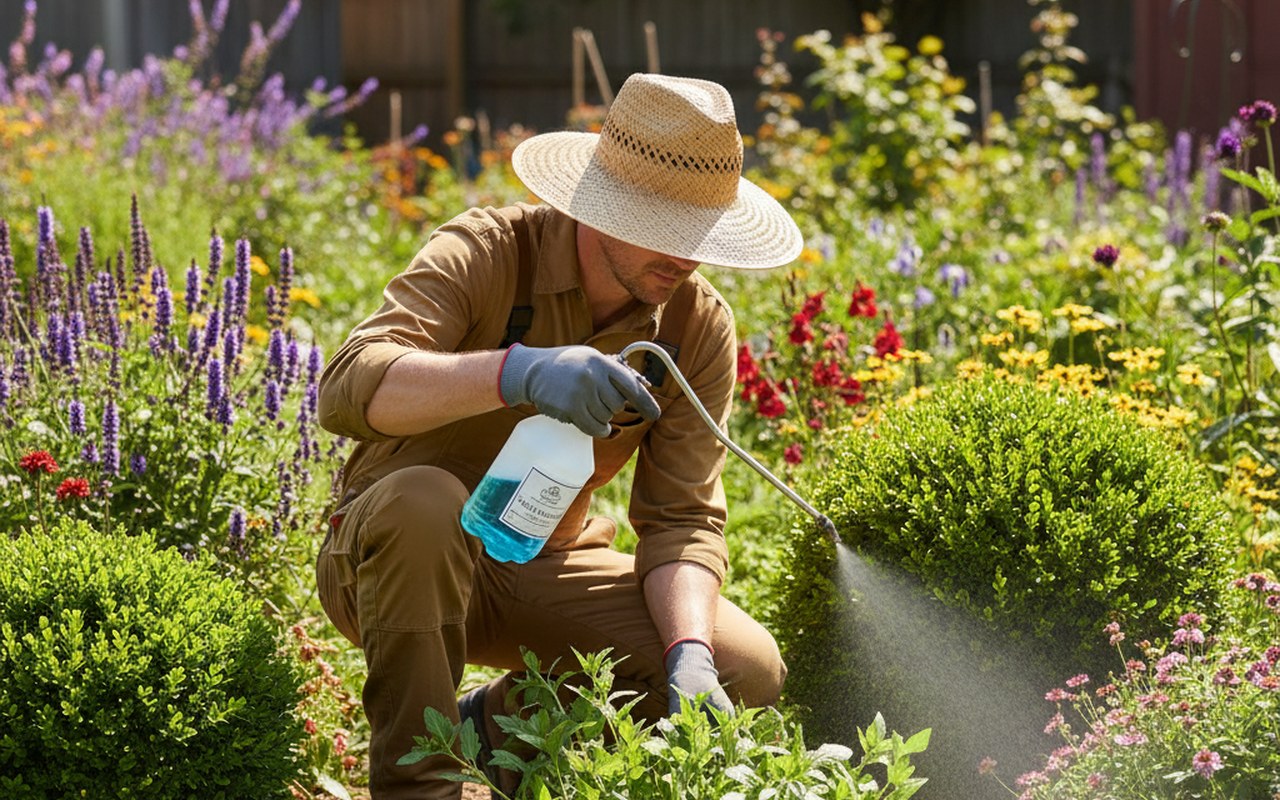 Un jardinier utilise de l'AdBlue comme désherbant dans son jardin.