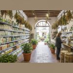 Magasin de jardinage en Espagne avec désherbants chimiques et naturels en rayon.