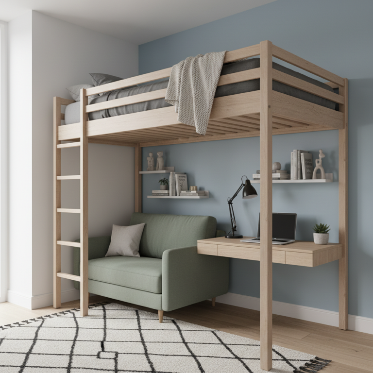 Illustration réaliste sur Lit mezzanine 2 places : optimiser petite chambre