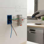 Illustration réaliste sur Prise pour lave-vaisselle : installation conforme à la norme NF C 15-100